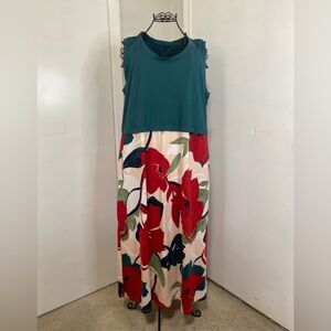 Cuddl Duds Women P1X Floral Maxi Dress Sleeveless Pockets Stretch Knit